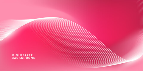 Wall Mural - Abstract pink gradient background with shining lines waves. Minimalist background for banner, poster, cover, brochure, flyer, website