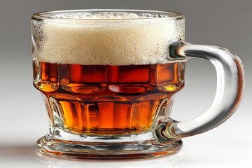 Poster - Enjoying a refreshing amber beer in a glass mug with creamy foam on top during a casual gathering