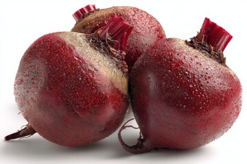 Poster - Freshly harvested beetroots showcasing their rich red color and earthy texture on a clean background