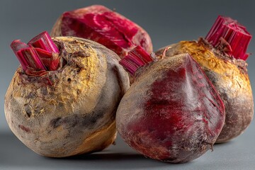 Poster - Fresh beetroots gathered in a rustic setting reflecting the bountiful harvest from the local farm during late summer