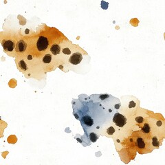 Poster - Abstract watercolor textures with spots and blobs in earthy tones and soft blues for artistic backgrounds and design projects