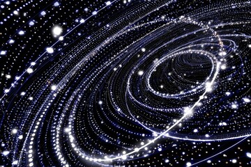 Poster - Vibrant digital information flows in mesmerizing currents, forming an enticing whirlpool within a lively virtual setting that overflows with dynamism and activity