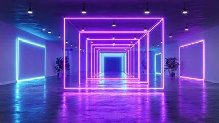 Poster - The digital tunnel, dubbed Neon Tunnel, features neon pink, blue, and orange renderings, generating a sense of speed and dynamism, and effectively transporting viewers to a futuristic world of