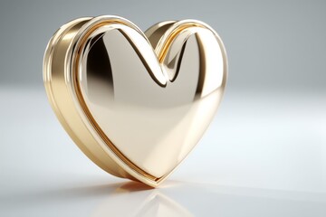 Poster - Heart-shaped golden object reflecting light in a soft-focus studio setting for design inspiration