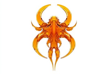 Aufkleber - Stunning orange design resembling an intricate octopus sculpture with detailed features on a white background