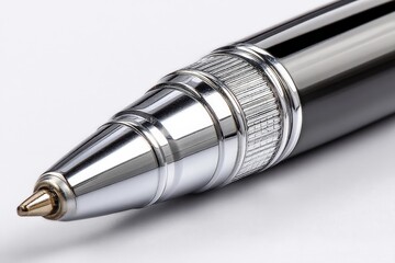 Aufkleber - Elegant metal pen showcases intricate design and craftsmanship close-up detail on a neutral background