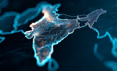 Poster - India's digital transformation is represented by an abstract technological backdrop featuring a map of the country