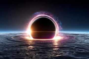 Aufkleber - Black hole formation captured in deep space with glowing accretion disk and cosmic backdrop in breathtaking detail