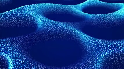 Wall Mural - An abstract digital composition features flowing, undulating forms in gradients of vibrant blue, creating a mesmerizing visual of digital waveform.
