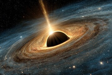 Aufkleber - Black hole emitting powerful energy bursts in deep space showcases cosmic phenomena and mystery beyond Earth