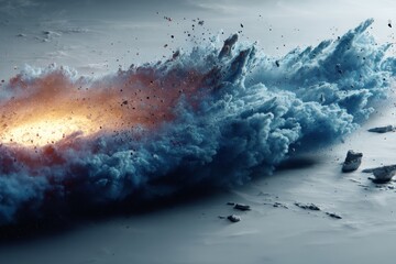 Aufkleber - Explosion of colors in a dynamic abstract representation of wind and water elements in a surreal landscape