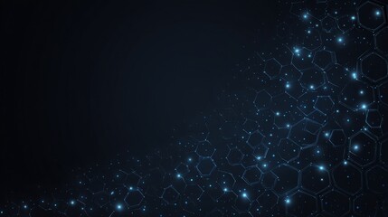 Poster - The image features an abstract background with a blue technological hexagonal pattern and copy space