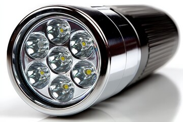 Poster - Powerful LED flashlight designed for outdoor adventures and emergency situations with durable construction and multiple brightness settings