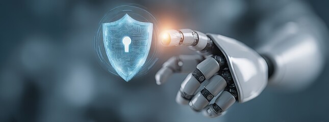 Poster - The idea of privacy, cyber security, data protection, and business technology is visually represented through a 3D render