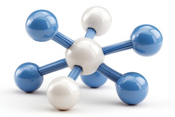 Aufkleber - Representation of a molecular structure showcasing atoms in blue and white colors