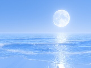 Poster - Terraformed moon surrounded by earth water or the sea of an alien world or ocean