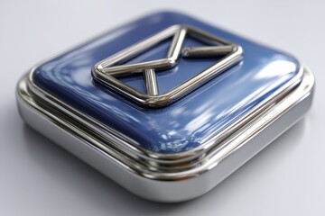 Aufkleber - Stylish metallic envelope design on a sleek blue surface showcasing modern craftsmanship and aesthetic appeal