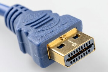 Poster - Close-up view of a blue connector cable showcasing its gold-plated pins for enhanced connectivity