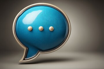 Aufkleber - Colorful speech bubble icon in bright blue on a neutral background depicting communication and interaction
