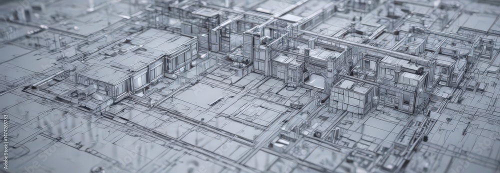 Technical architectural blueprint photo effect, adding depth and detail ...