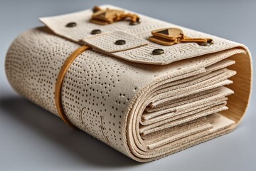 Poster - Leather binder with intricate detailing and button closure showcasing craftsmanship and quality