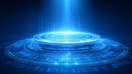 Poster - A futuristic digital network background featuring glowing nodes and lines, ideal for themes related to technology and innovation