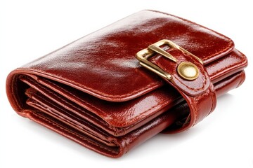 Poster - Elegant red leather wallet with a stylish buckle design, perfect for daily use and organizing essentials