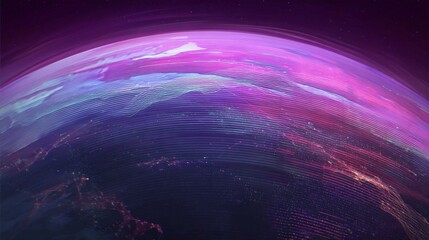 Poster - It features a technology background with a globe, business finance, and blue and purple tech