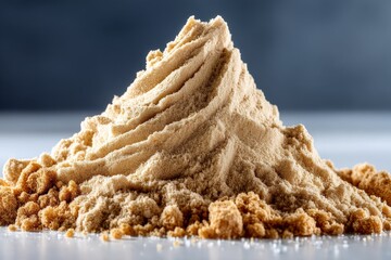 Aufkleber - Brown sugar on a white surface with a textured peak under soft lighting in a kitchen setting during the day