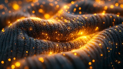 Poster - Illuminated textures: A mesmerizing dance of light on knitted fabric patterns