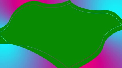 Wall Mural - 
Animated pink blue decorative wavy frame with copy space. Looped video. Vector illustration isolated on green background.