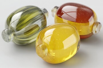 Poster - Unique glass bottles filled with colored liquids showcasing artistic design and craftsmanship