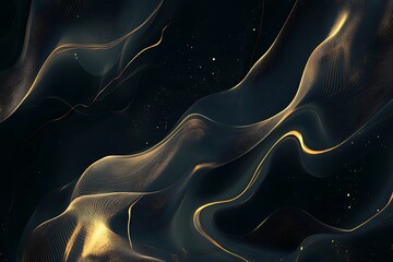Fototapete - Elegant abstract background with flowing golden lines and smooth gradient tones 