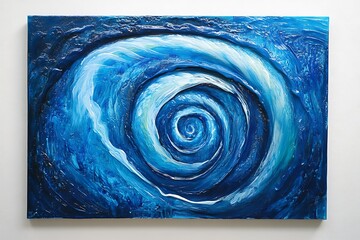 Fototapete - 	•  Ocean-inspired abstract piece with layered blue spirals and translucent waves 