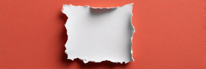 Fototapete - Square of Torn Paper Edges Against a Solid Background Invites Creativity for Written Messages or Artistic Designs During Daytime