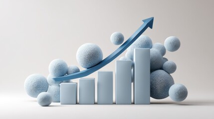 Poster - The artwork showcases an abstract bar chart with varying heights, accompanied by a blue upward arrow