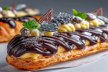 Poster - Delicious pastry topped with chocolate glaze and decorative elements perfect for dessert lovers