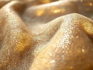 Poster - Glimmering gold fabric with subtle wave patterns in a textured design