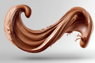 Poster - Swirling chocolate liquid creates striking patterns on a gray background during a creative culinary presentation