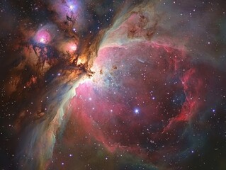 Wall Mural - majestic orion nebula shimmers with stellar light and cosmic dust clouds from deep space view astron