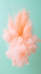 Poster - Pastel Pink Powder Explosion Against Mint Green Background