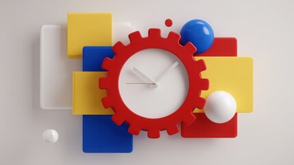Poster - Colorful block clock symbolizing the importance of rhythm and timeliness in project execution and delivery processes