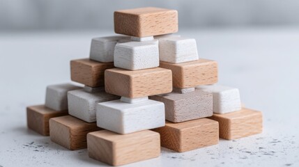 Aufkleber - A wooden toy tower representing the concept of building up confidence and showing proof of progress in a fun way