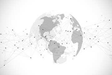 Leinwandbilder - Global network connection concept. Big data visualization. Social network communication in the global computer networks. Internet technology. Business. Science. Vector illustration