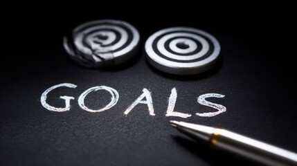 Poster - Pen and paper with goals written on it representing the concept of clarifying goals to remove ambiguity in targeting