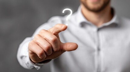 Poster - Man pointing at a lightbulb to clarify the ask and define exactly what is needed in a creative or business context