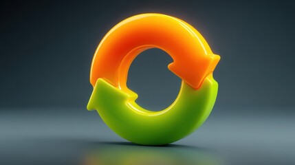 Poster - Green and orange 3d object illustrating the concept of closing the loop and finishing with feedback or follow-up