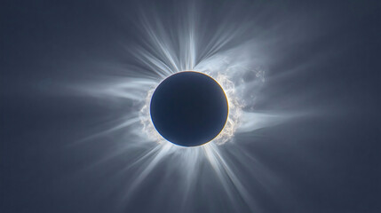 Wall Mural - a solar eclipse is a natural phenomenon when the moon covers the sun, an eclipse in space while rays
