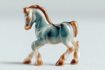 Aufkleber - Figurine of a horse in detailed design with brown and blue colors on a clean surface