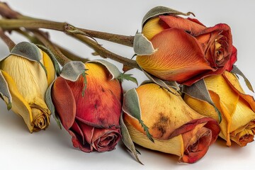 Poster - Vibrant roses in shades of orange and yellow arranged artfully for display